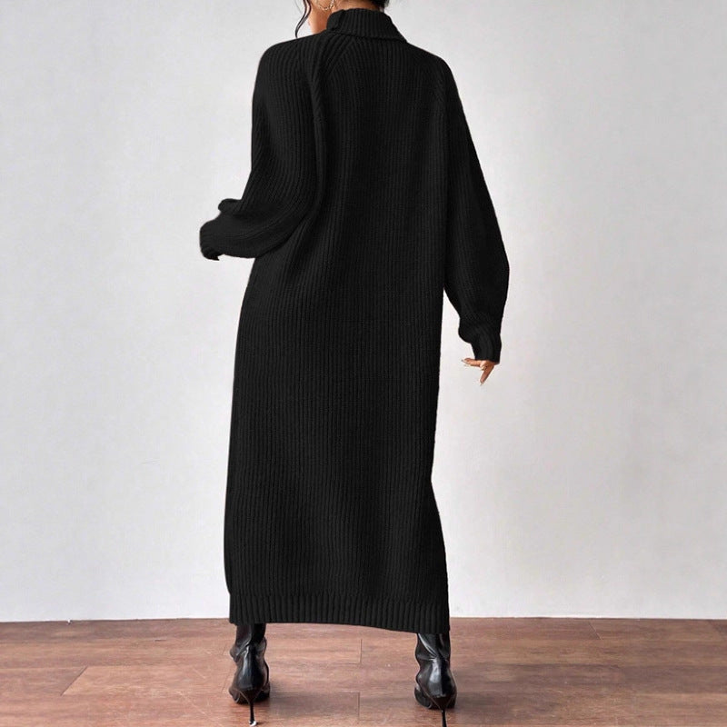 Robe tricotée de mode féminine avec col montant et coupe ample Chic & Stil