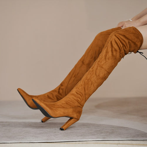High boots for women with heels and elastic inserts Lune London