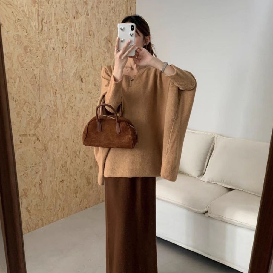 Sweater oversize en tricot pour femmes avec une coupe décontractée et des manches dramatiques Chic & Stil