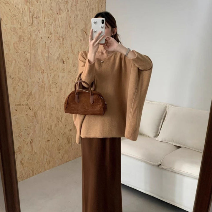 Sweater oversize en tricot pour femmes avec une coupe décontractée et des manches dramatiques Chic & Stil