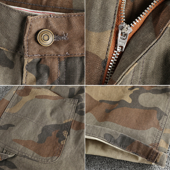 Men's cargo pants in modern camouflage design with multifunctional pockets Lune London