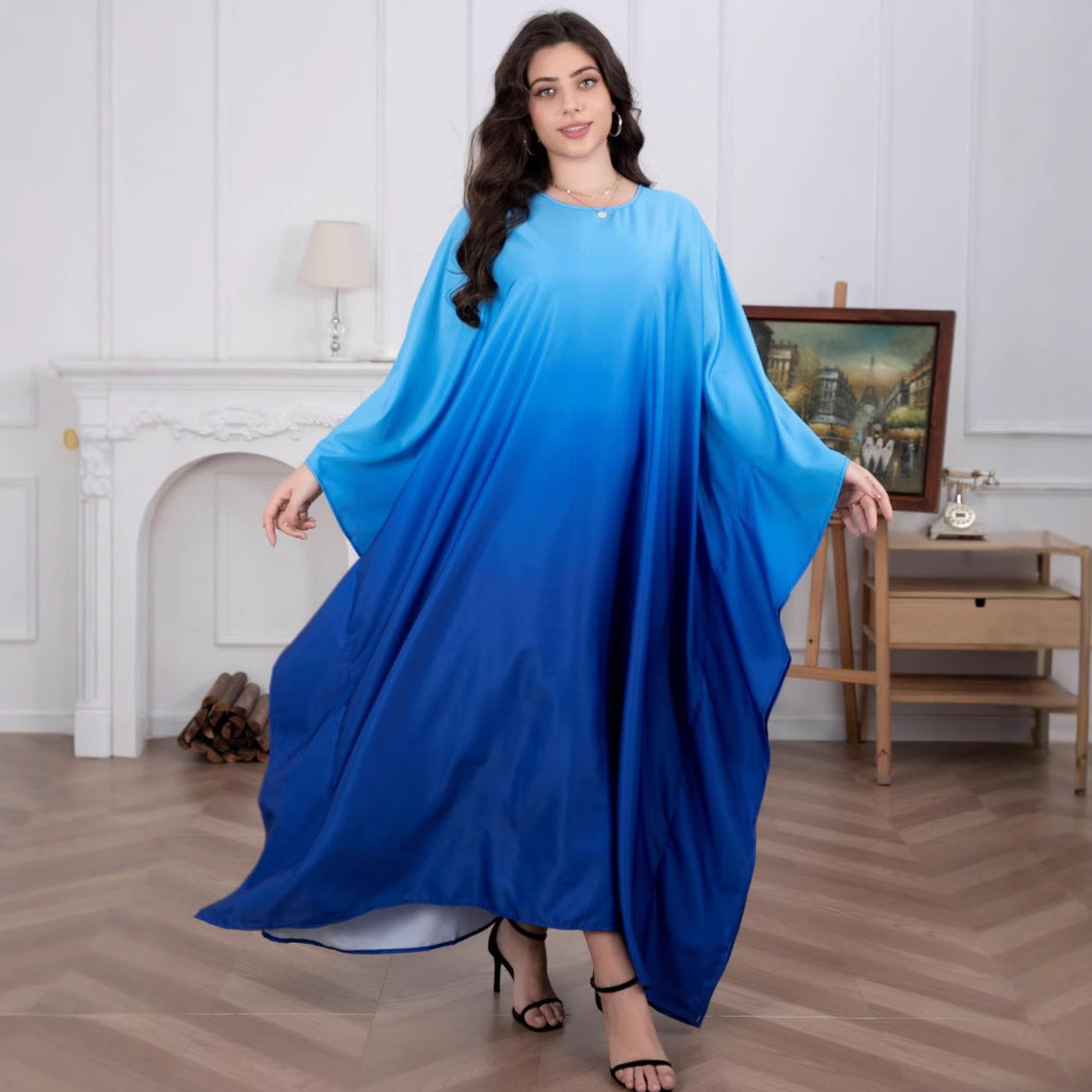 Women's maxi dress with flowing watercolor pattern and wide-cut sleeves Lune London