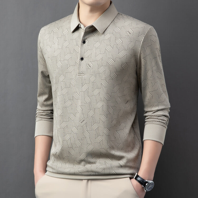 Long sleeve polo shirt for men fashionable with a textured design and breathable properties Lune London