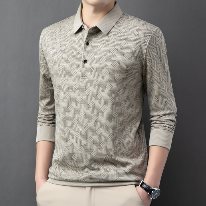 Long sleeve polo shirt for men fashionable with a textured design and breathable properties Lune London