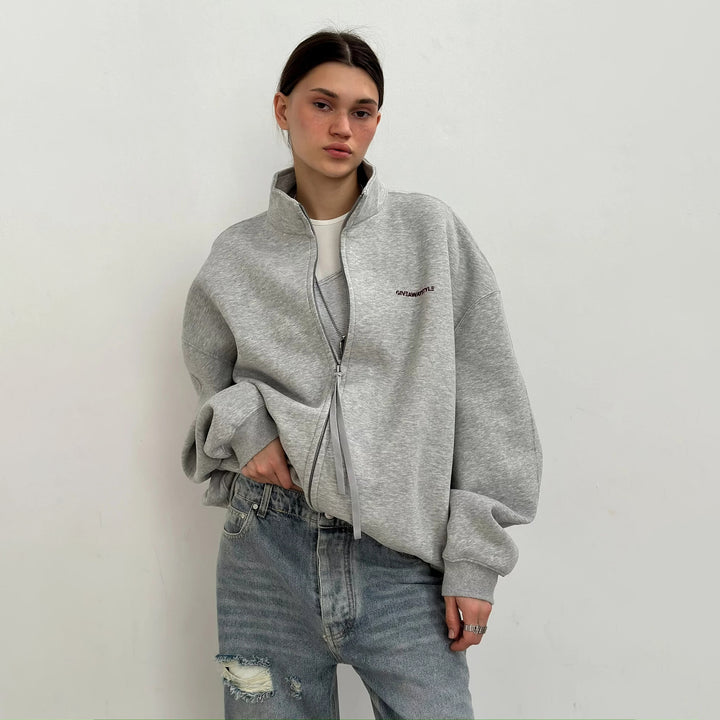 Oversized casual jacket for women with urban inscription Lune London