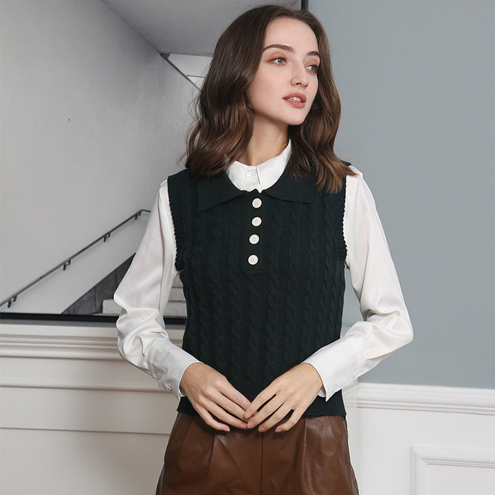 Women knitted tank top with Lune London collar