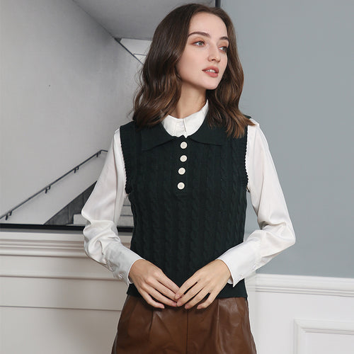 Women knitted tank top with Lune London collar