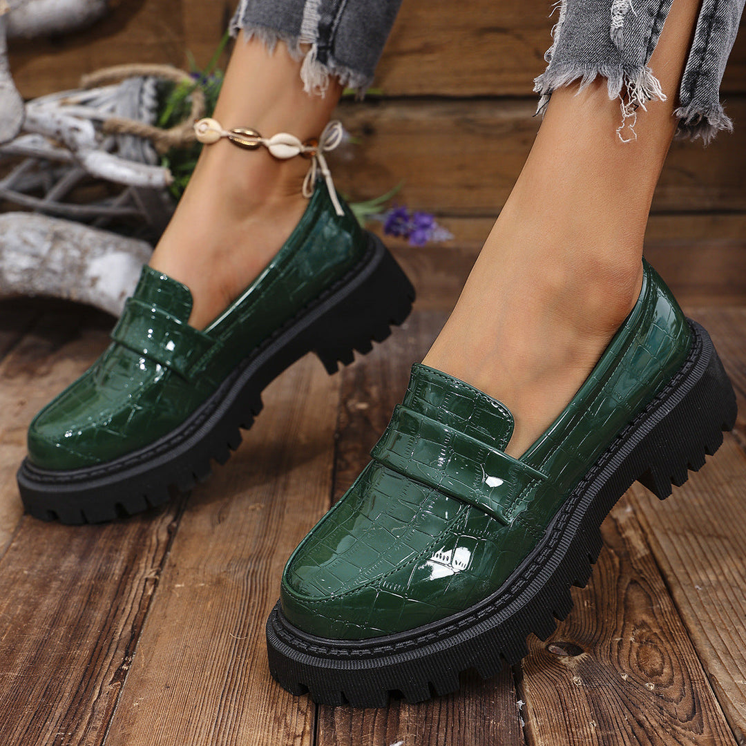 Women's Loafers with Modern Croco Design and Robust Profile Lune London