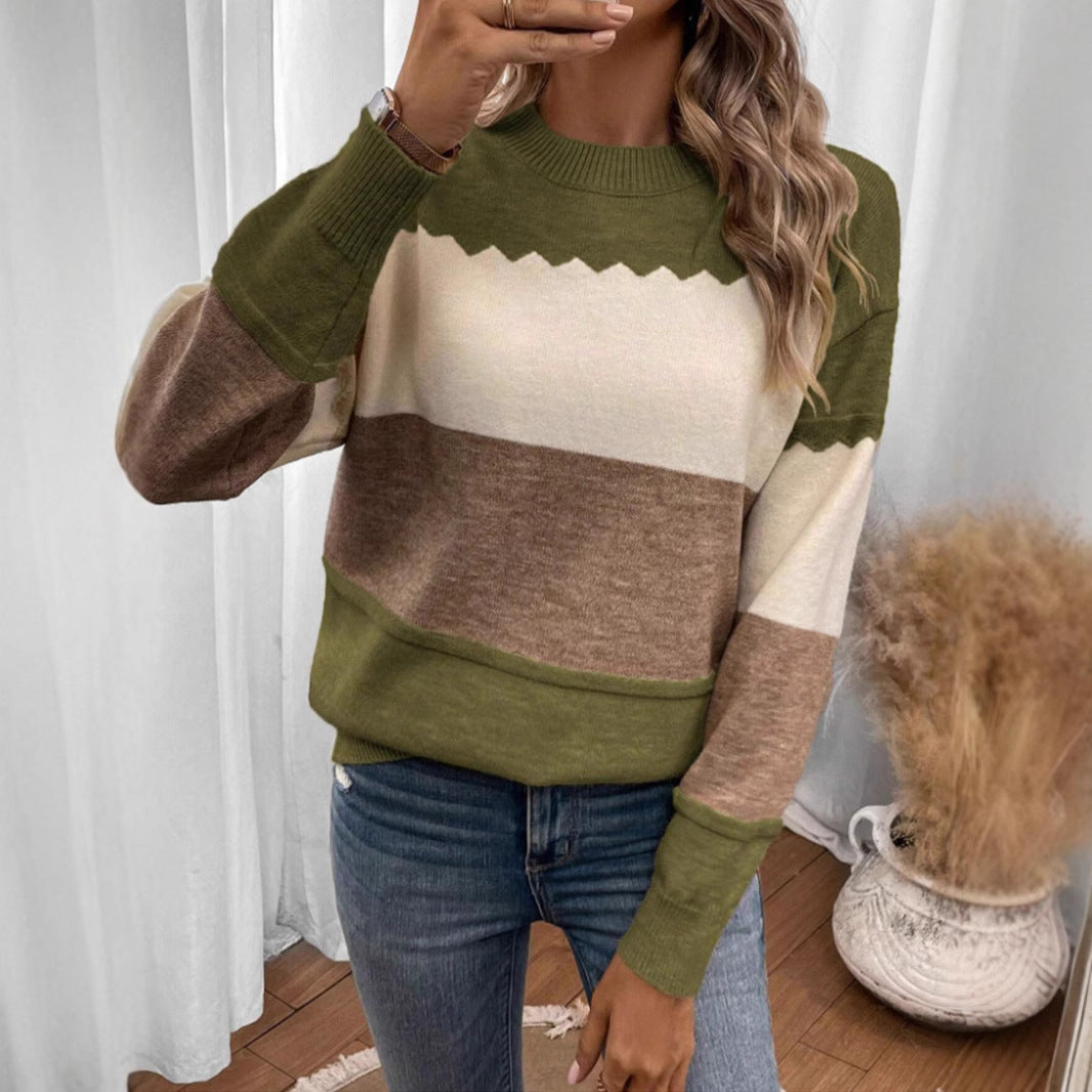 Women's comfortable sweater with a modern blocked stripes design Lune London