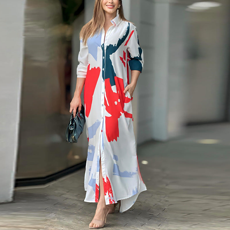 Lune London Women's Long Dress with Artistic Print