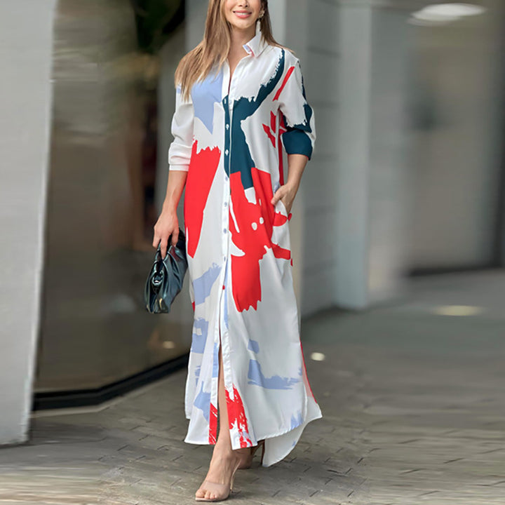 Lune London Women's Long Dress with Artistic Print