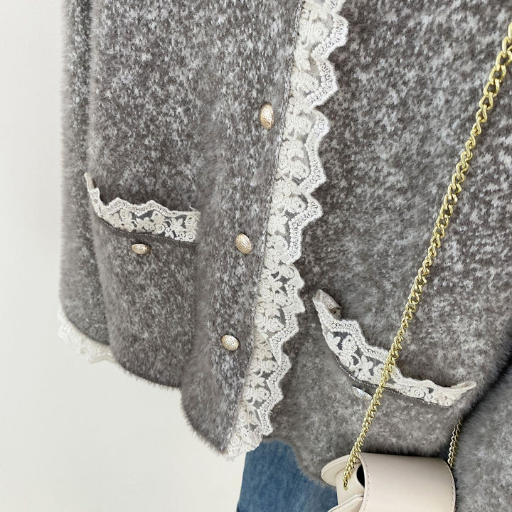 Cardigan élégant pour femmes avec perles et doublure en dentelle
