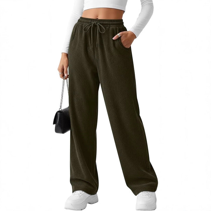 Pantalon en tricot large à côtes pour femmes avec cordon de serrage Chic & Stil
