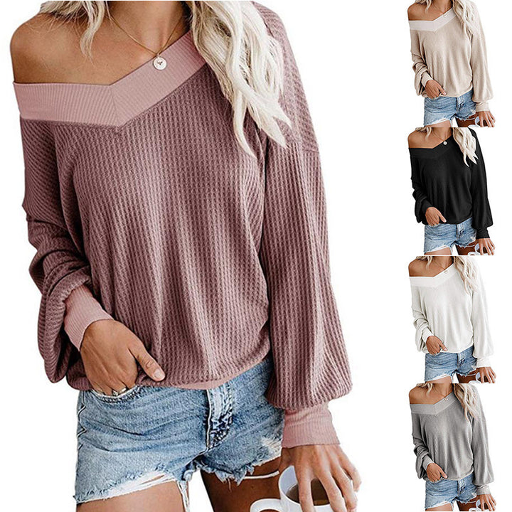 Casual sweater for women with asymmetric neckline and voluminous sleeves Lune London