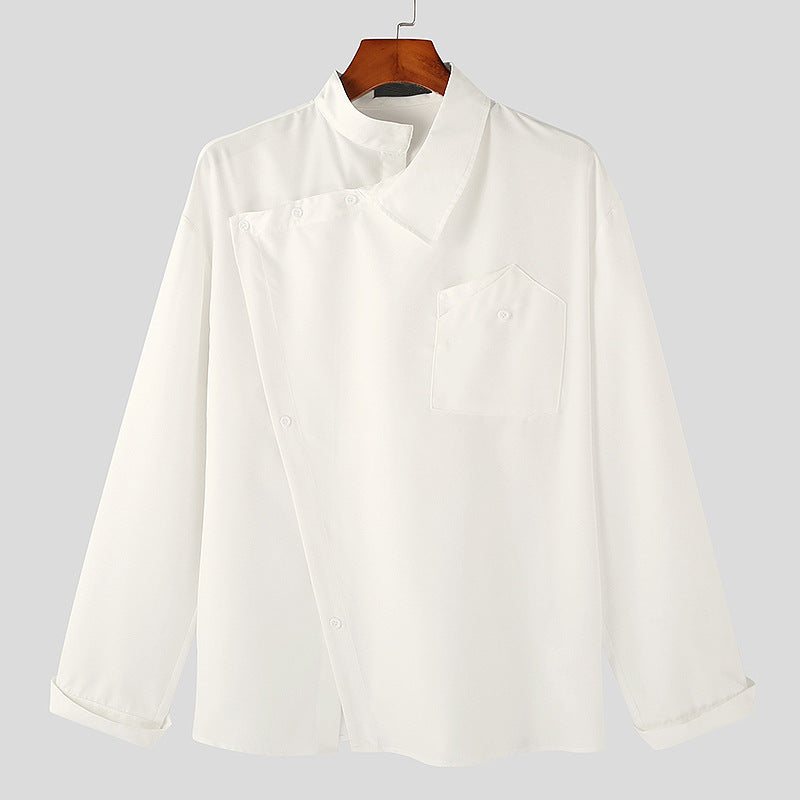 Chef jacket for men with modern high collar and practical chest pocket Lune London