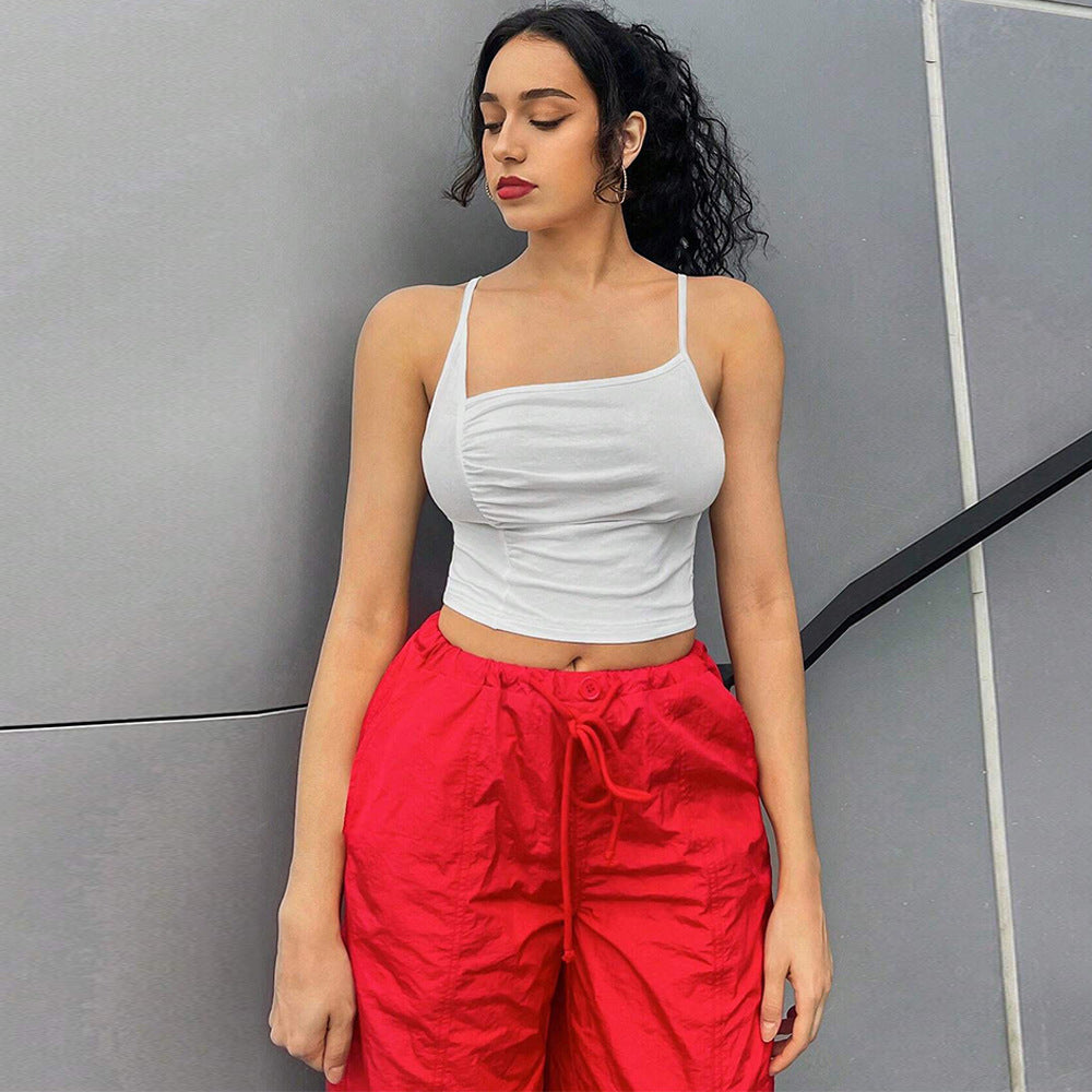 Chic & Stil Women's Short Top with Alluring Ruffle Design
