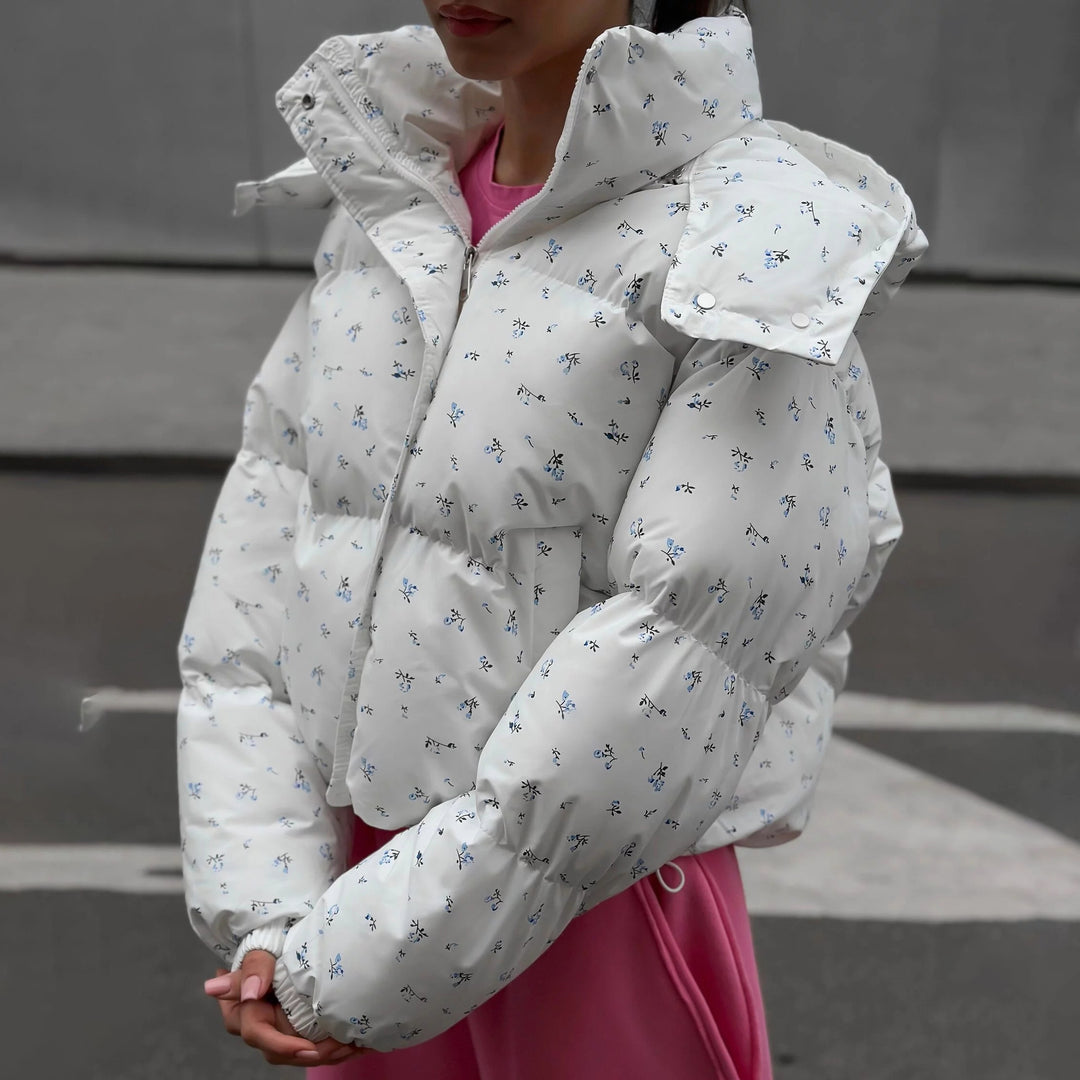 Women's winter jacket with floral patterns and voluminous sleeves Lune London