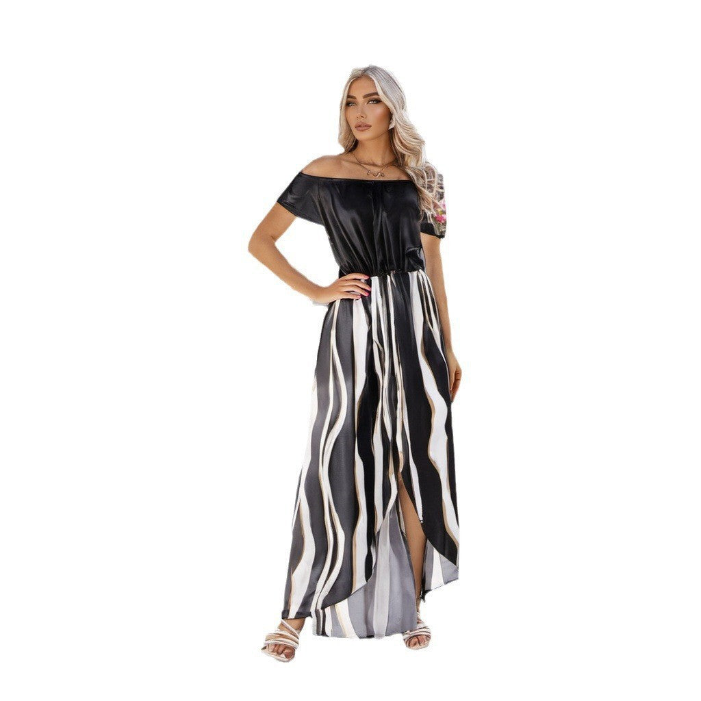 Maxi dress for women with an elegant off-shoulder neckline and a flowing design Lune London