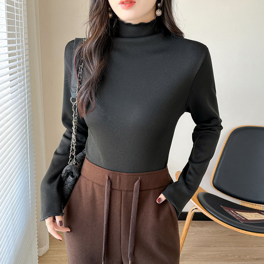 Women's fitted long sleeve top with high collar Chic & Stil