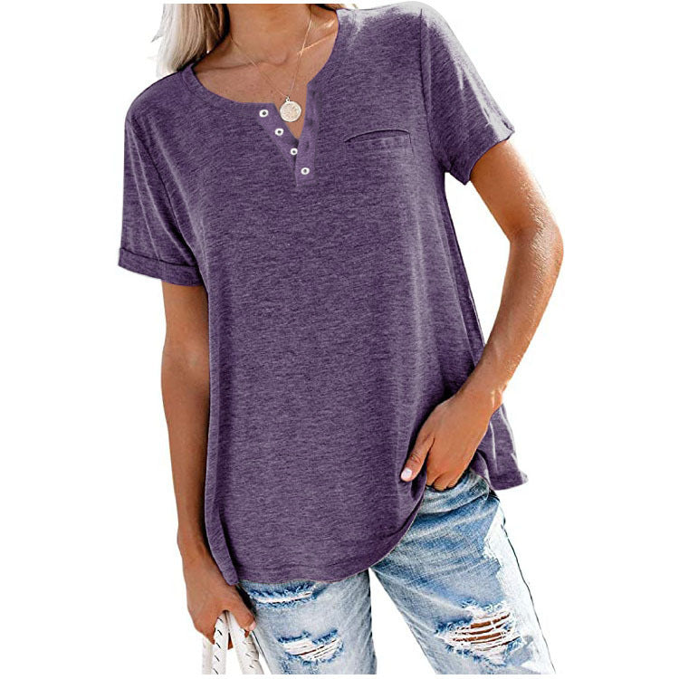 High quality women's t-shirt with button detail and relaxed fit Lune London