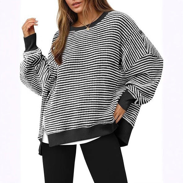 Lune London Casual Striped Oversized Sweater for Women