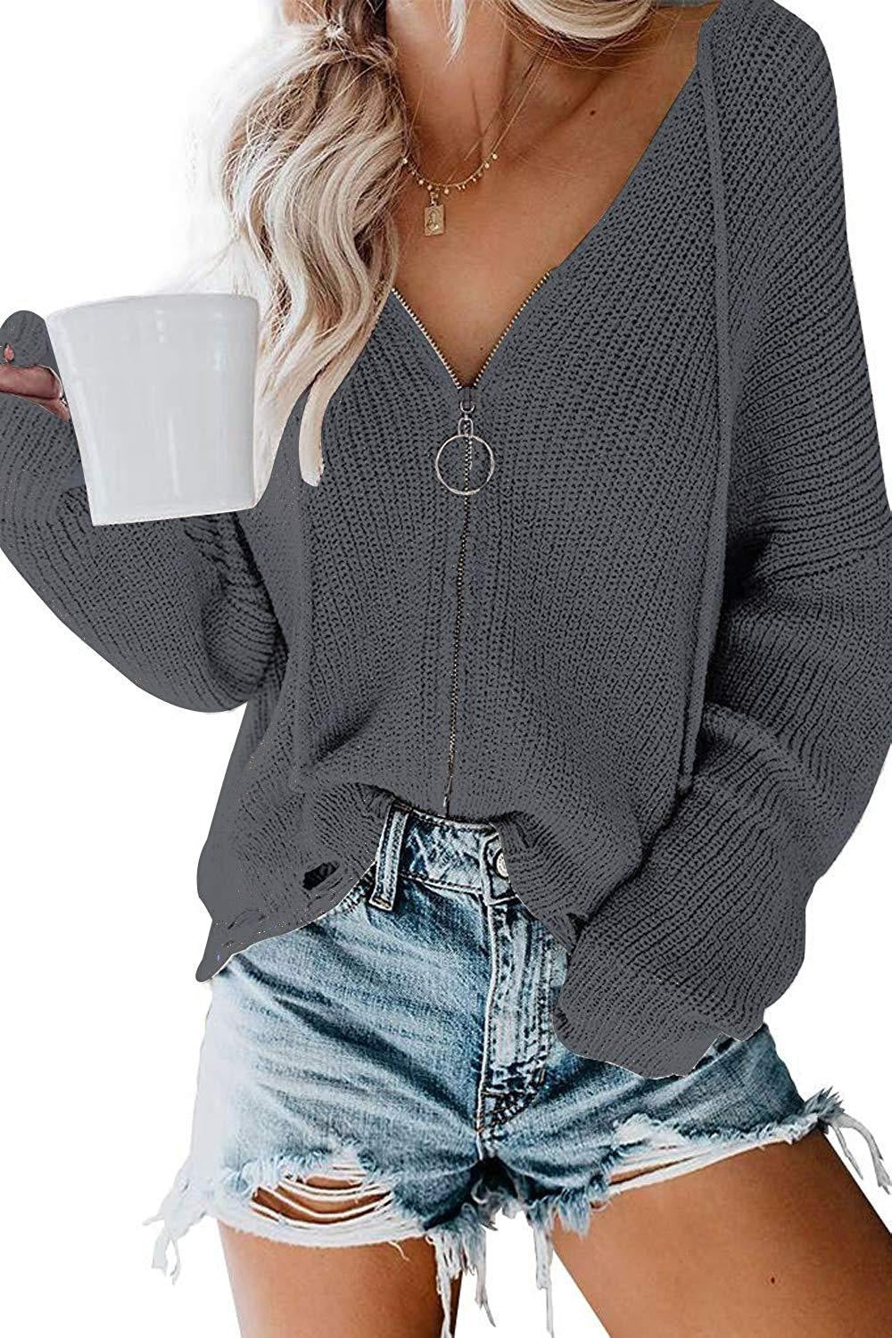 Women Casual Sweater with Modern Zipper and Loose Fit Lune London