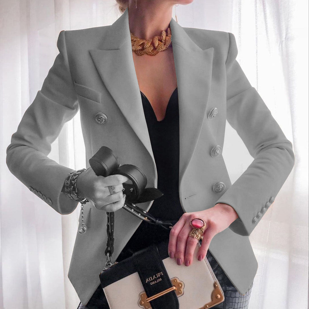 Women's Elegant Double-Breasted Blazer with Golden Buttons Lune London