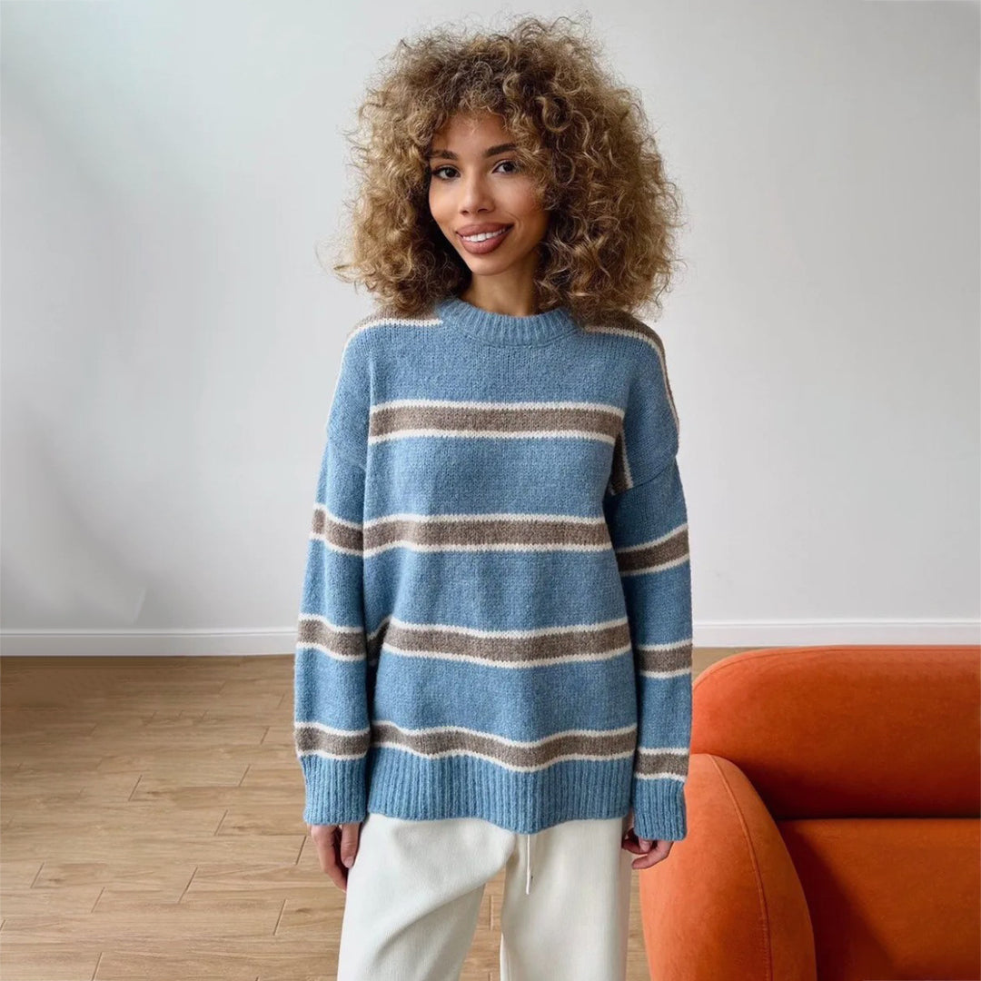 Thick knit sweater for women with an original striped pattern Lune London