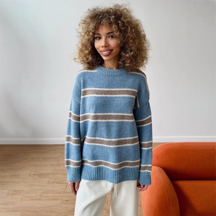 Thick knit sweater for women with an original striped pattern Lune London