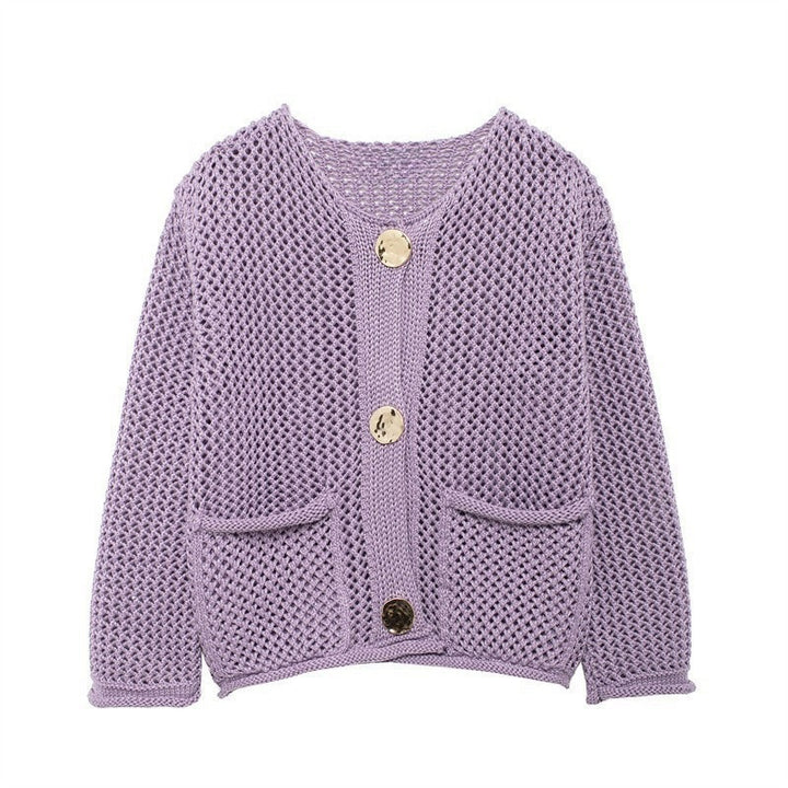Ladies' knitted cardigan with openwork pattern and practical pockets Lune London