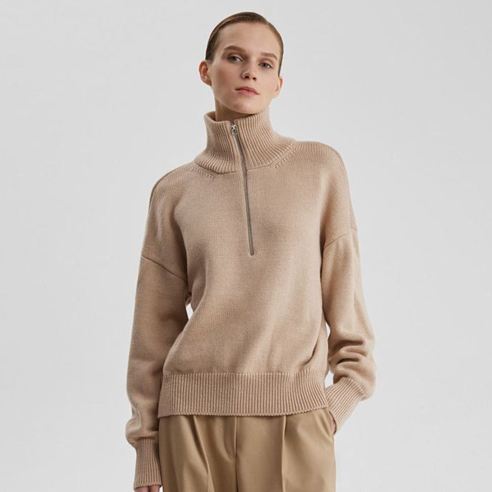 Ladies Knit Sweater with High Collar Lune London