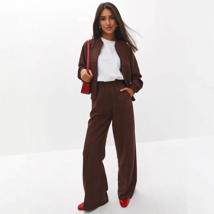 Women's modern leisure set with asymmetric zipper and elastic waistband Chic & Stil