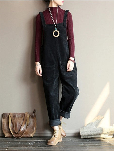 Women's Corduroy Overalls Wide