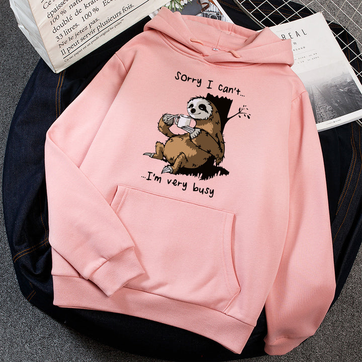 Ladies hoodie with cute animal motif and playful slogan Lune London