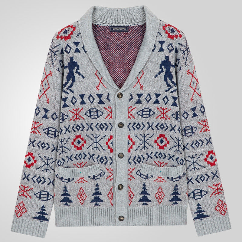 Men's knitted jacket with traditional pattern and warm inner lining Lune London