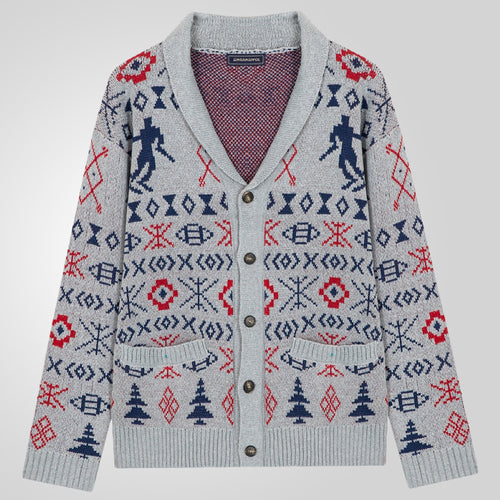 Men's knitted jacket with traditional pattern and warm inner lining Lune London