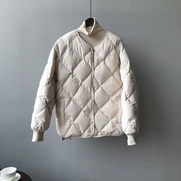 Ladies Lightweight Quilted Down Jacket with Fashionable Cut and Practical Snap Buttons Lune London