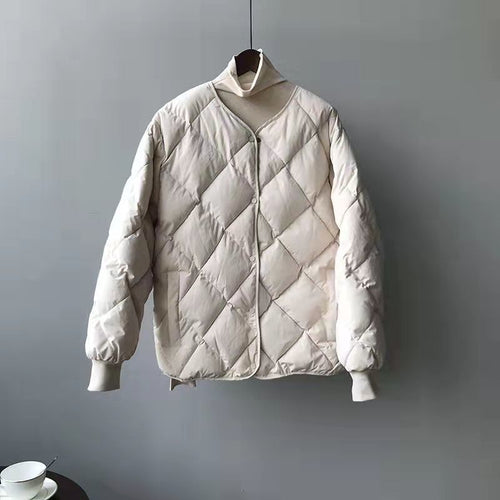 Ladies Lightweight Quilted Down Jacket with Fashionable Cut and Practical Snap Buttons Lune London