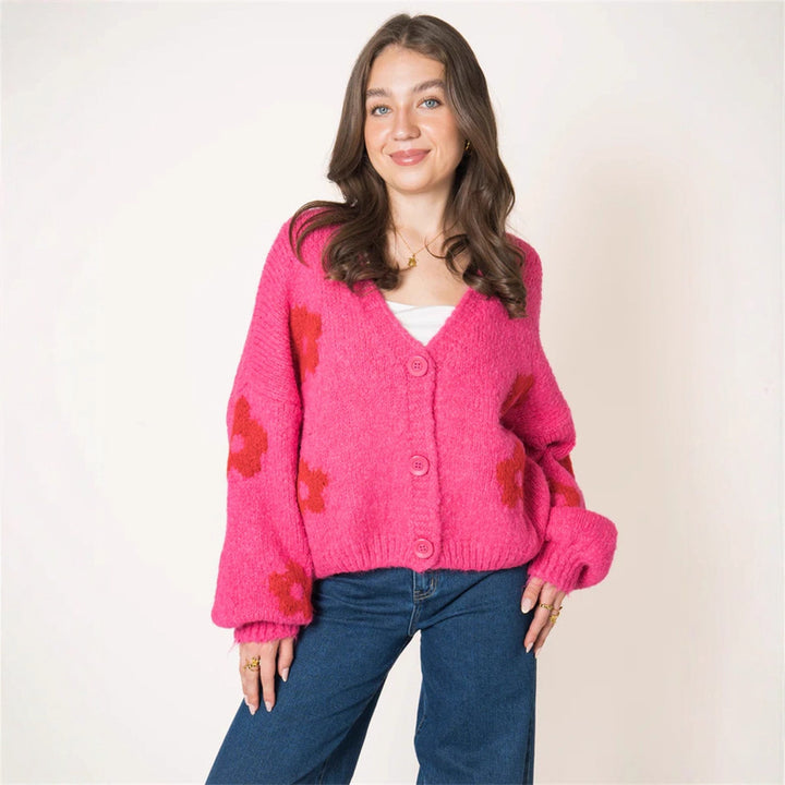 Gilet pour dames avec motif floral et manches volumineuses Chic & Stil