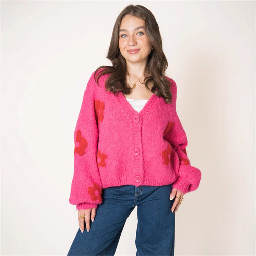 Gilet pour dames avec motif floral et manches volumineuses Chic & Stil
