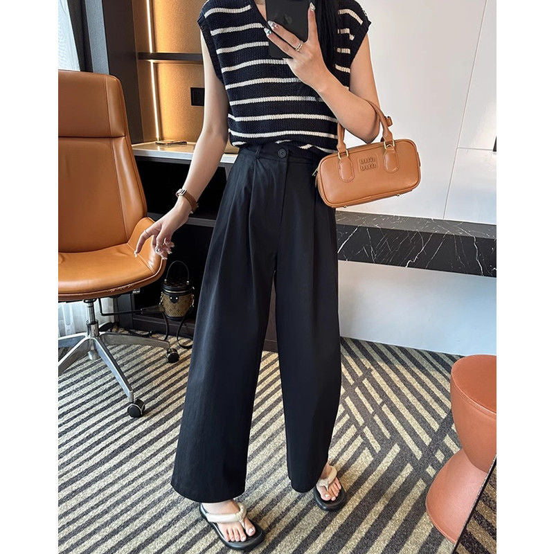 Pantalons larges pour femmes avec taille haute et poches latérales