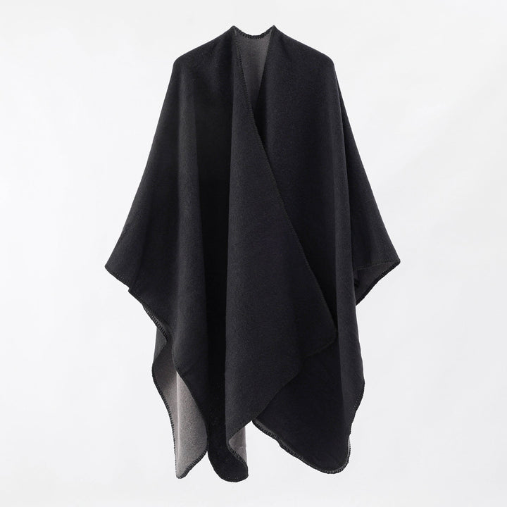 Women's Knit Poncho with Asymmetrical Cut and High Insulation Function Lune London