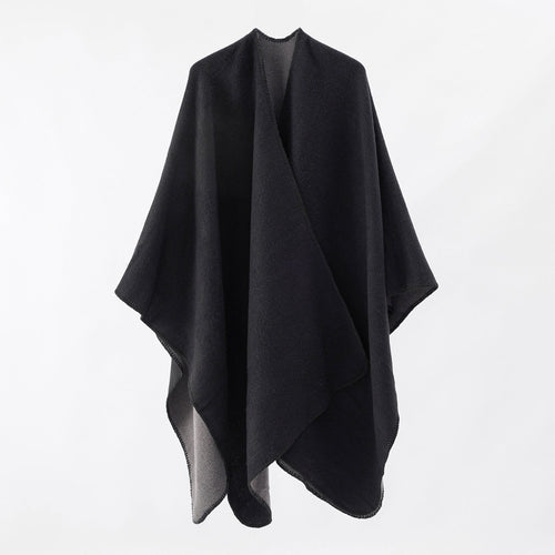 Women's Knit Poncho with Asymmetrical Cut and High Insulation Function Lune London