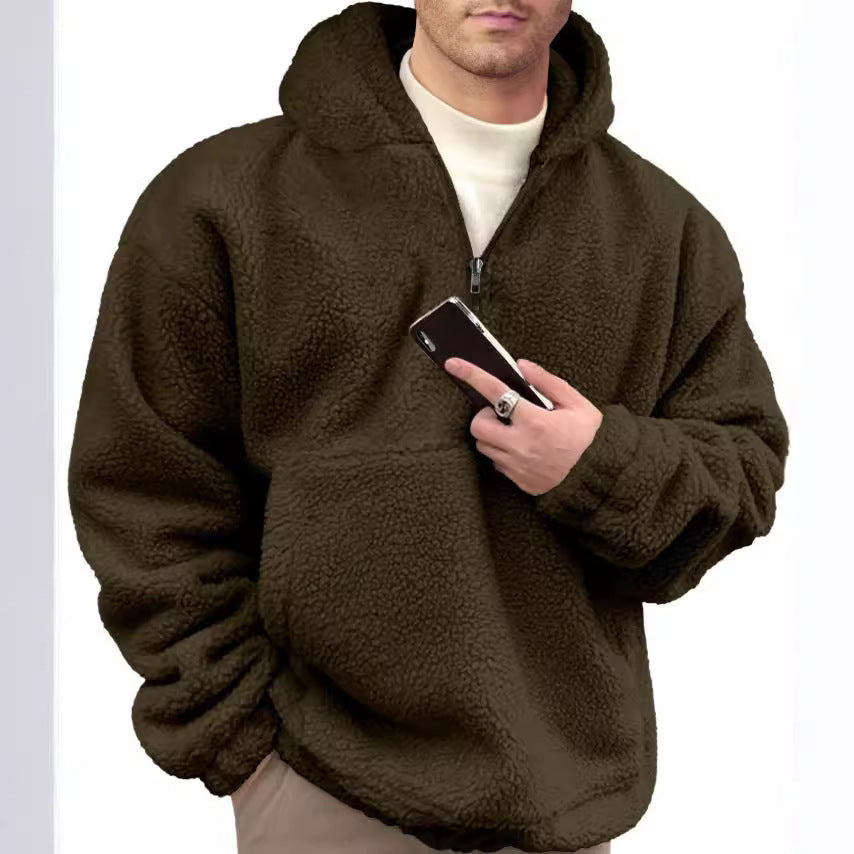 Cozy fleece pullover for men with half zip Lune London