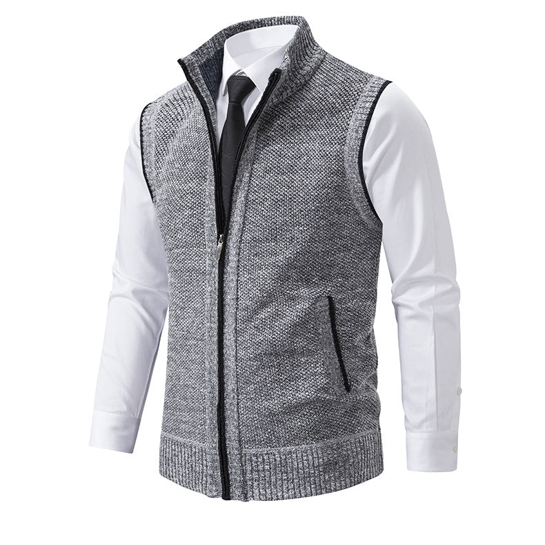 Men's Knit Vest with Zipper and Textured Design Lune London