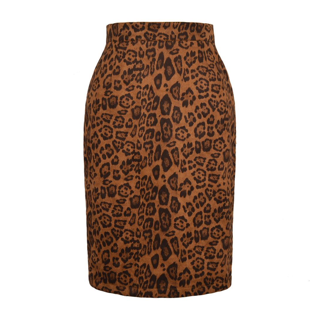 Ladies Elegant Pencil Skirt with Leopard Pattern Lune London
