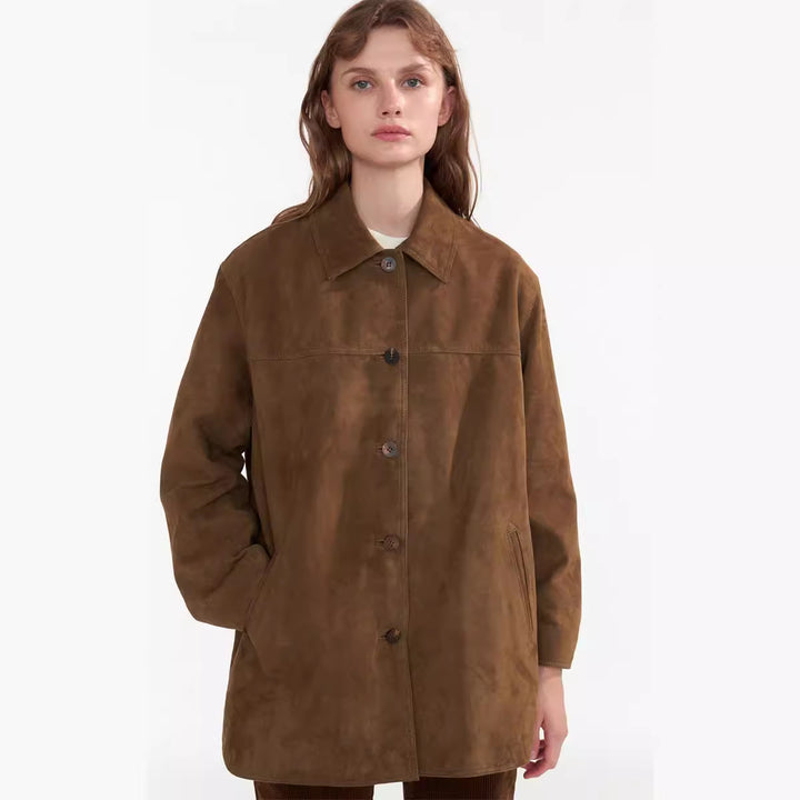 Veste en suède stylée pour femmes avec fermeture à boutons Chic & Stil