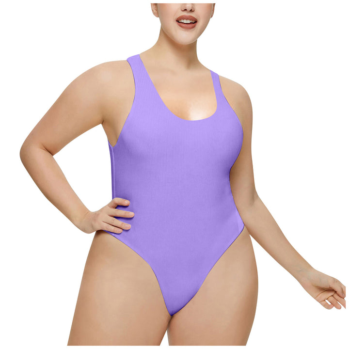 Ladies High Neck Ribbed Swimsuit Lune London