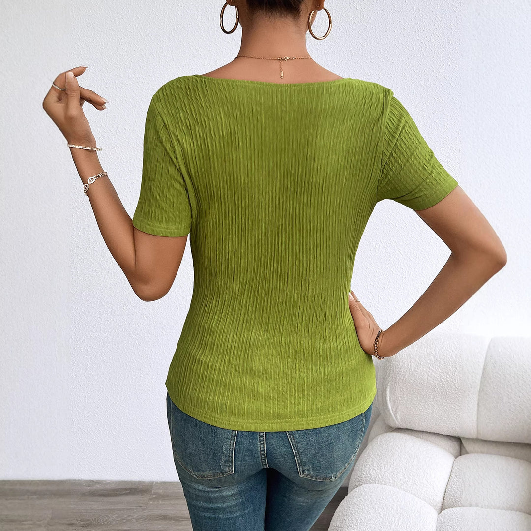 Chic & Stil women's stylish ribbed tops with V-neck and flattering fit