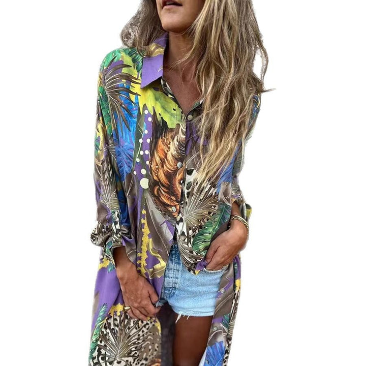 Long sleeve blouse for women with animal print and casual fit Lune London